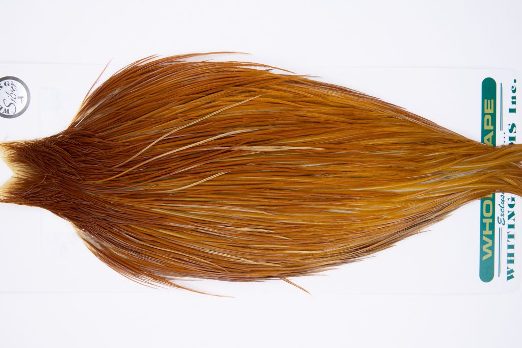 11754 Hebert Dry Fly Hackle Silver Grade Rooster Cape Medium Ginger Ties Size 8-22