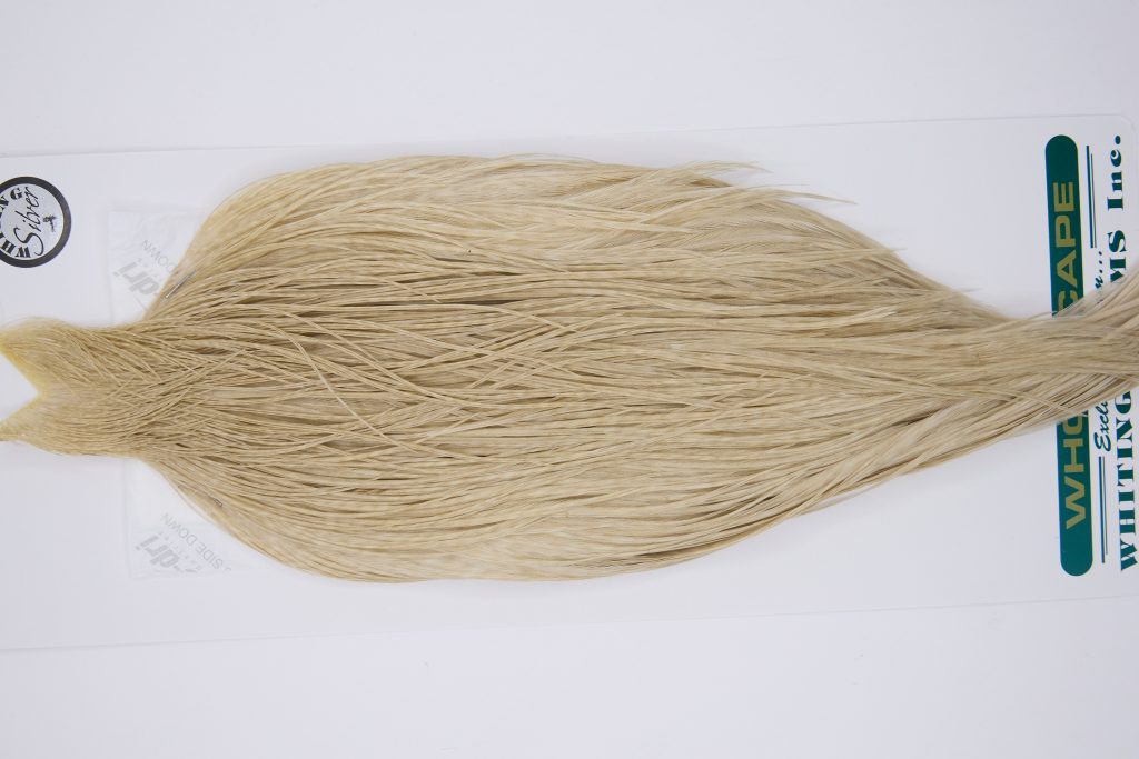 11757 Hebert Dry Fly Hackle Silver Grade Rooster Cape Pale Watery Dun Ties Size 8-22