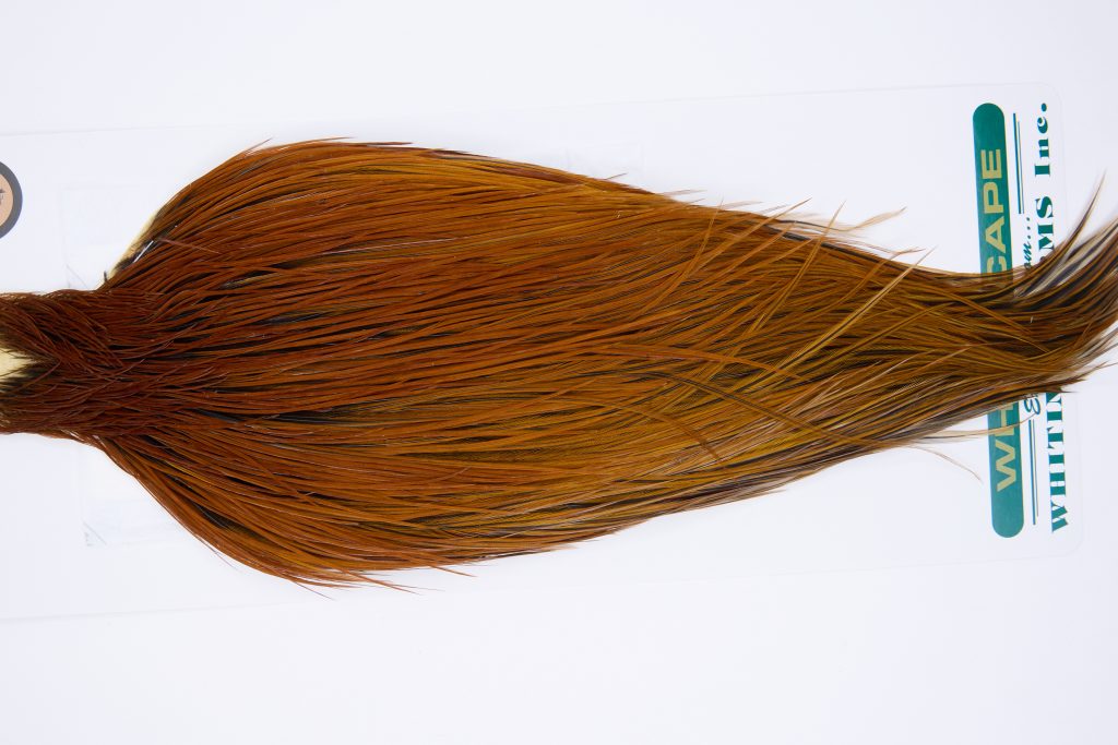 11760 Hebert Dry Fly Hackle Bronze Grade Rooster Cape Light Brown Ties Size 10-22