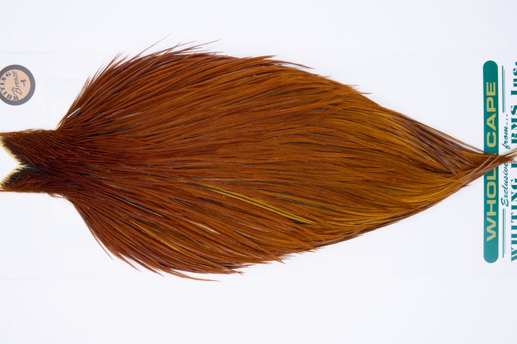11769 Hebert Dry Fly Hackle Bronze Grade Rooster Cape Medium Brown Ties Size 8-22