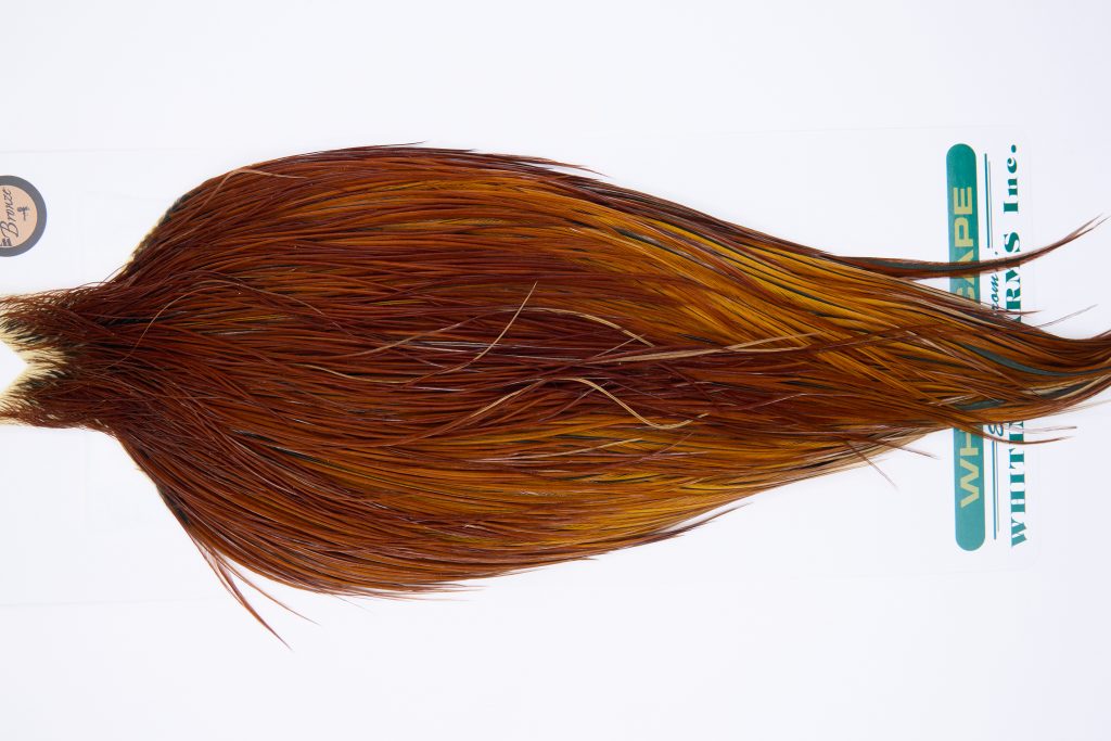 11776 Hebert Dry Fly Hackle Bronze Grade Rooster Cape Medium Brown Ties Size 10-22