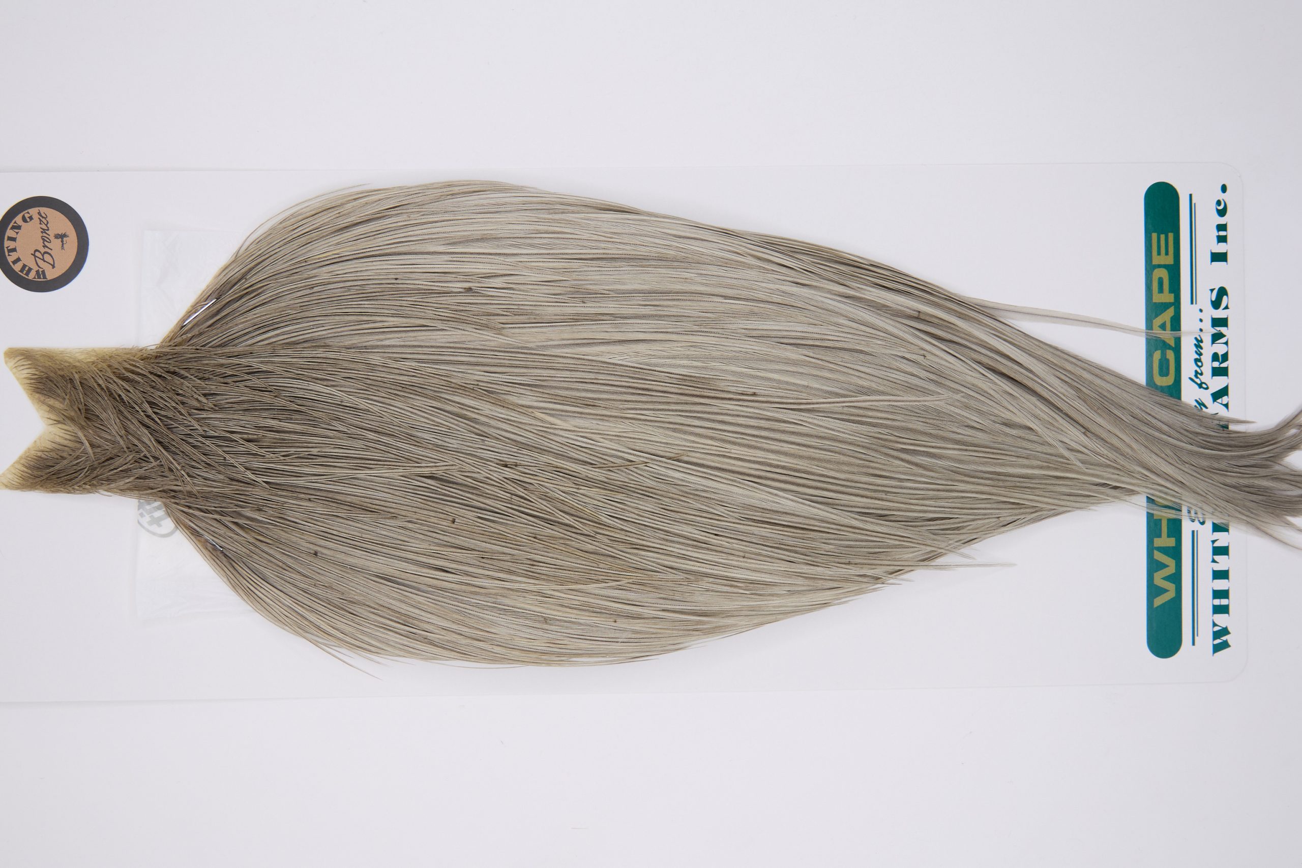 11787 Hebert Dry Fly Hackle Bronze Grade Rooster Cape Light Grey Dun Ties Size 8-22