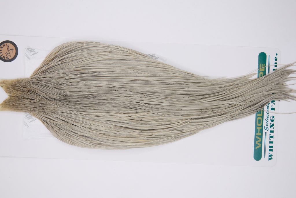 11789 Hebert Dry Fly Hackle Bronze Grade Rooster Cape Light Grey Dun Ties Size 8-22