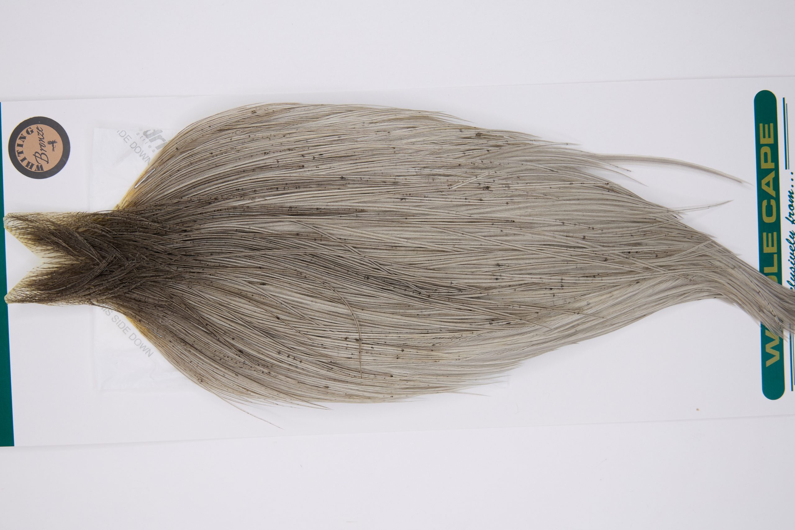 11790 Hebert Dry Fly Hackle Bronze Grade Rooster Cape Light Grey Dun Ties Size 8-24