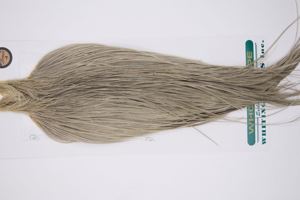 11791 Hebert Dry Fly Hackle Bronze Grade Rooster Cape Light Grey Dun Ties Size 8-22