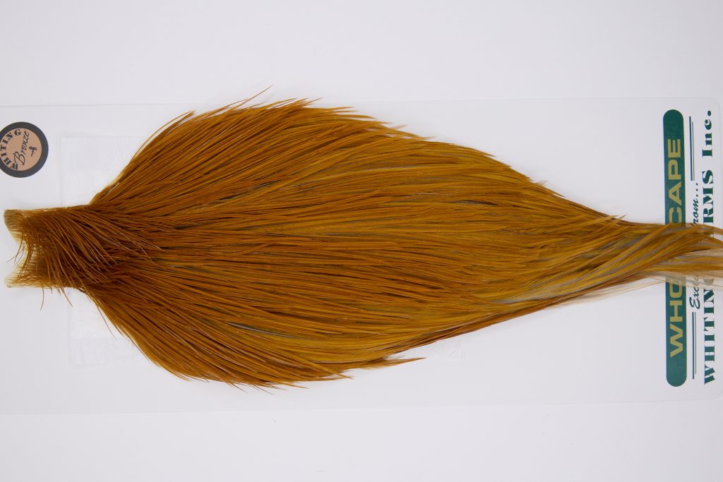 11794 Hebert Dry Fly Hackle Bronze Grade Rooster Cape Medium Ginger Ties Size 10-22