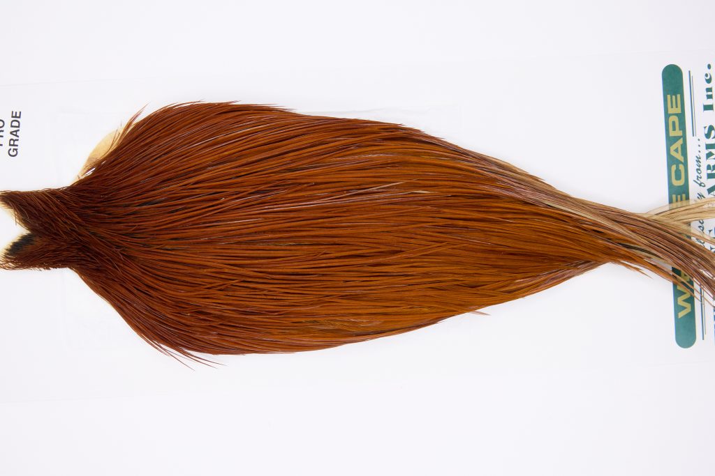 11821 Hebert Dry Fly Hackle Pro Grade Rooster Cape Medium Brown Ties Size 10-22
