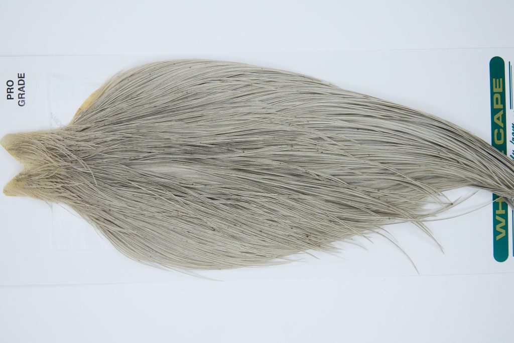 11864 Hebert Dry Fly Hackle Pro Grade Rooster Cape Light Grey Dun Ties Size 10-22