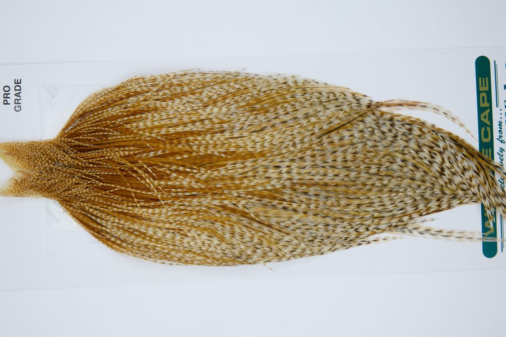 11873 Hebert Dry Fly Hackle Pro Grade Rooster Cape Medium Barred Ginger Ties Size 8-20