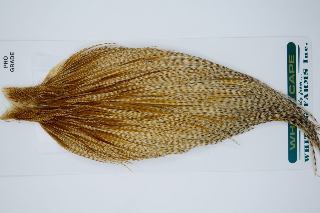 11875 Hebert Dry Fly Hackle Pro Grade Rooster Cape Medium Barred Ginger Ties Size 8-20