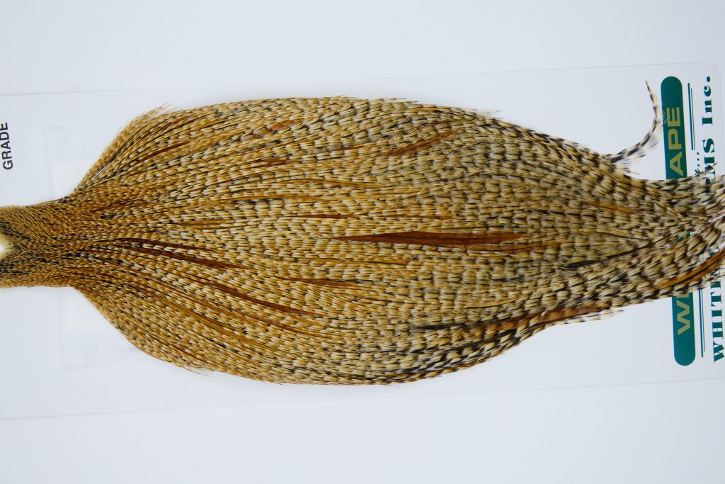 11881A Hebert Dry Fly Hackle Pro Grade Rooster Cape Medium Barred Ginger Ties Size 6-20