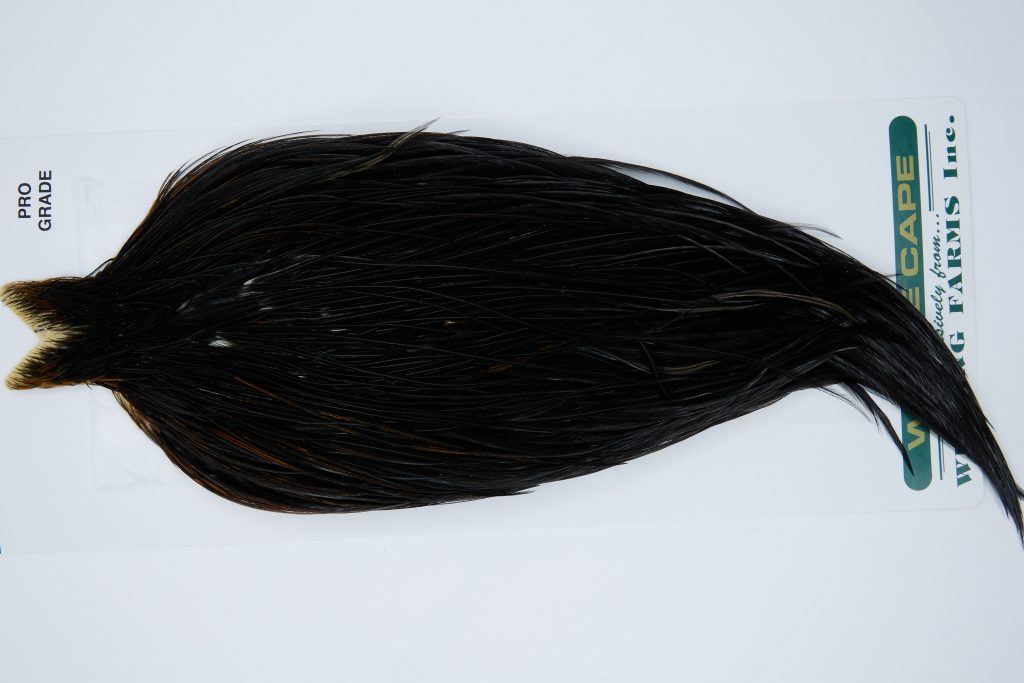 11889 Hebert Dry Fly Hackle Pro Grade Rooster Cape Black Ties Size 10-22