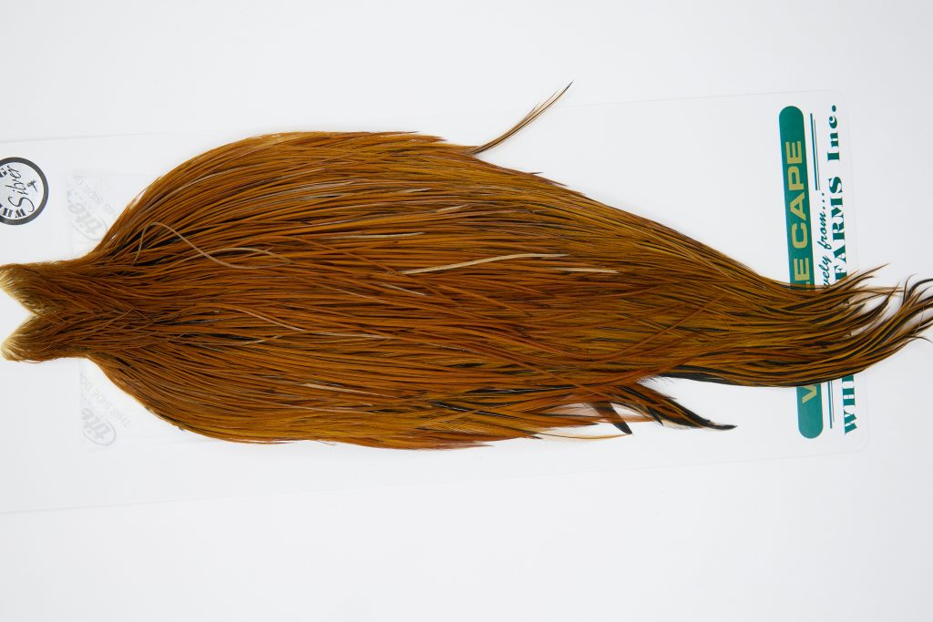 11913 Hebert Dry Fly Hackle Silver Grade Rooster Cape Light Brown Ties Size 10-24