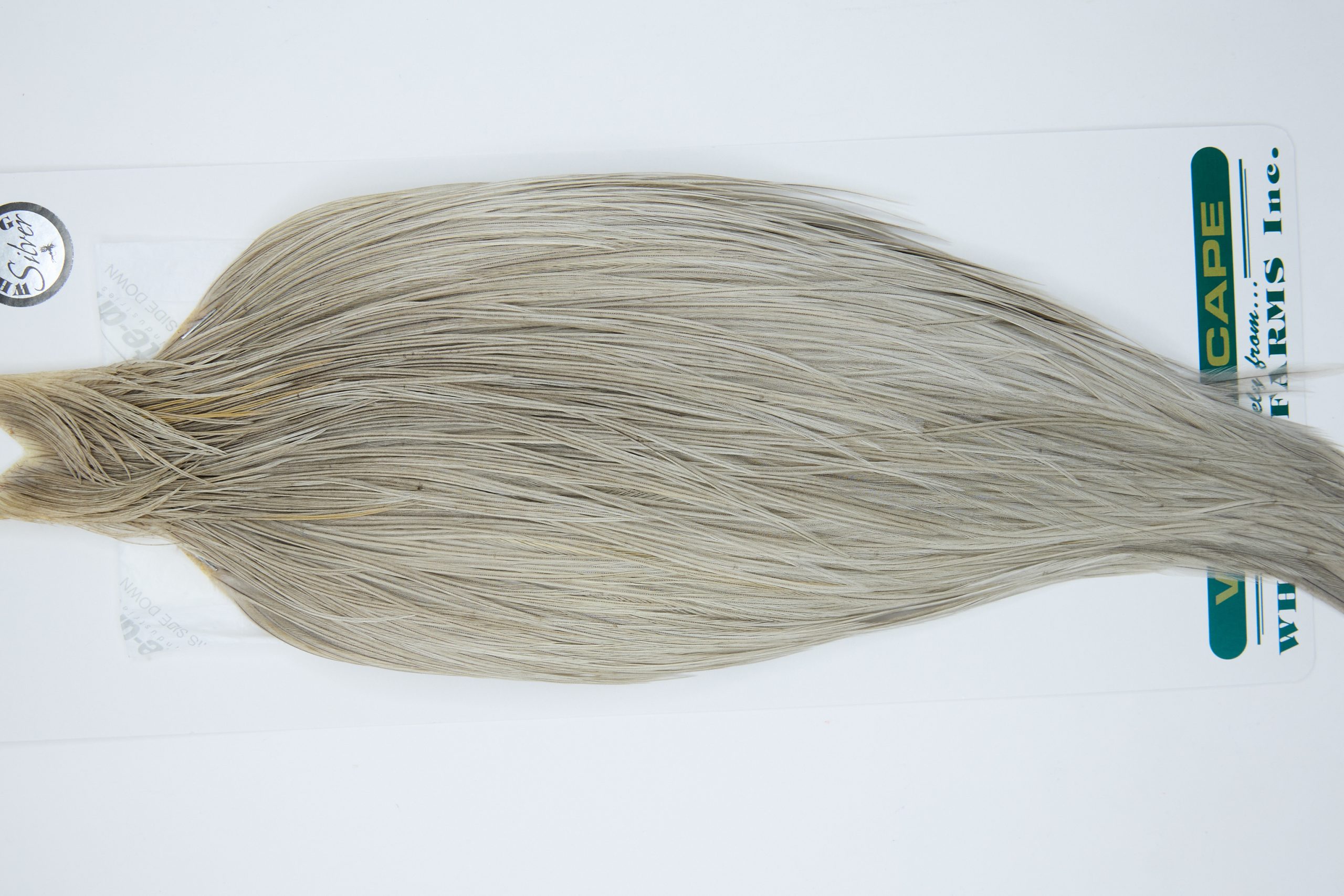 11936 Hebert Dry Fly Hackle Silver Grade Rooster Cape Light Grey Dun Ties Size 8-22