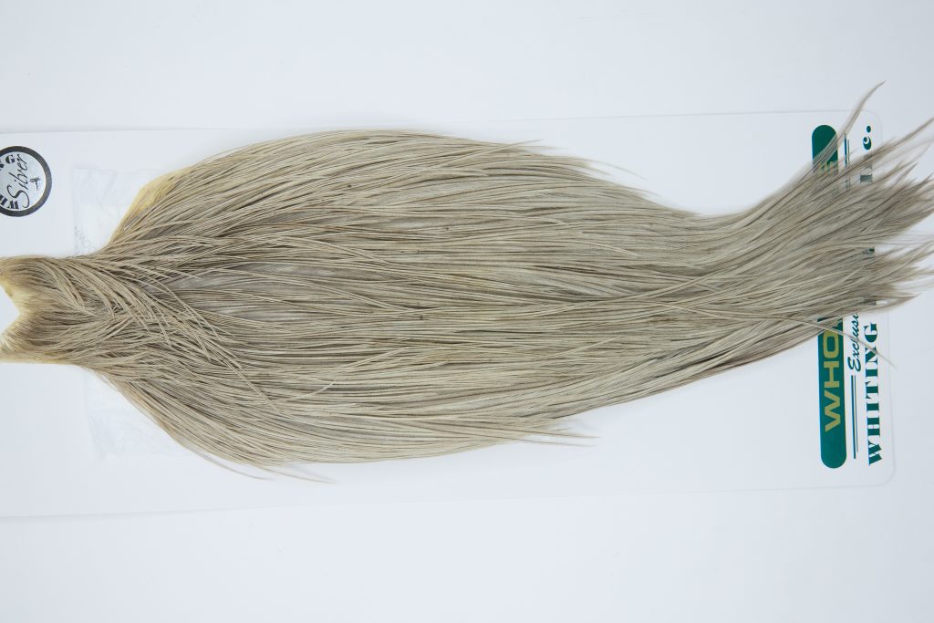 11939 Hebert Dry Fly Hackle Silver Grade Rooster Cape Light Grey Dun Ties Size 8-24