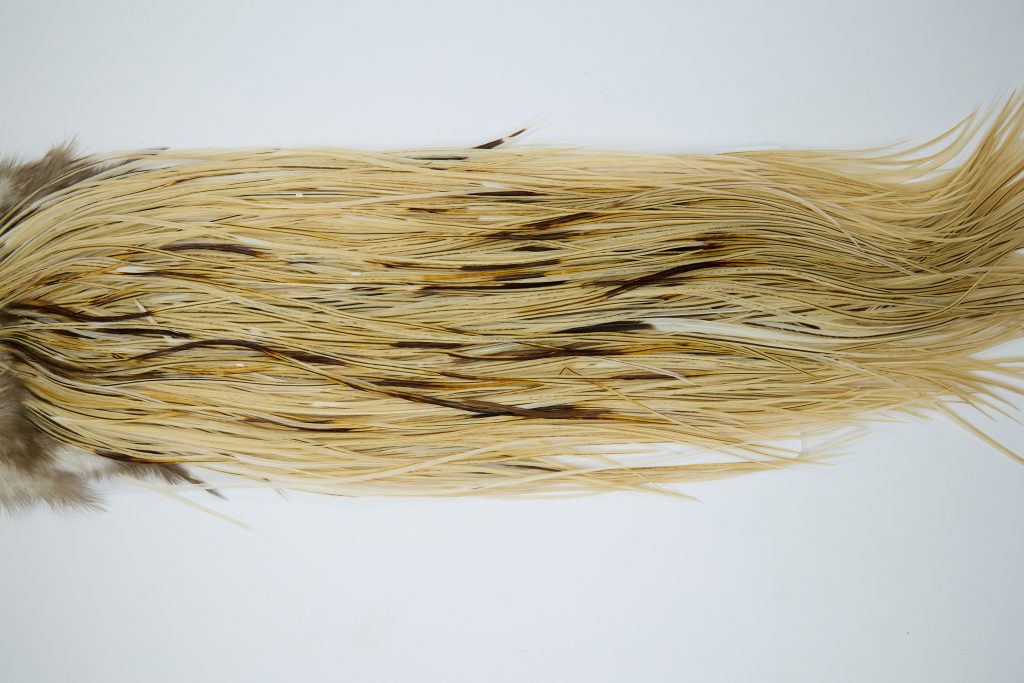 11941 Hebert Dry Fly Hackle Gold Grade Rooster Saddle Light Ginger Ties Size 16-18