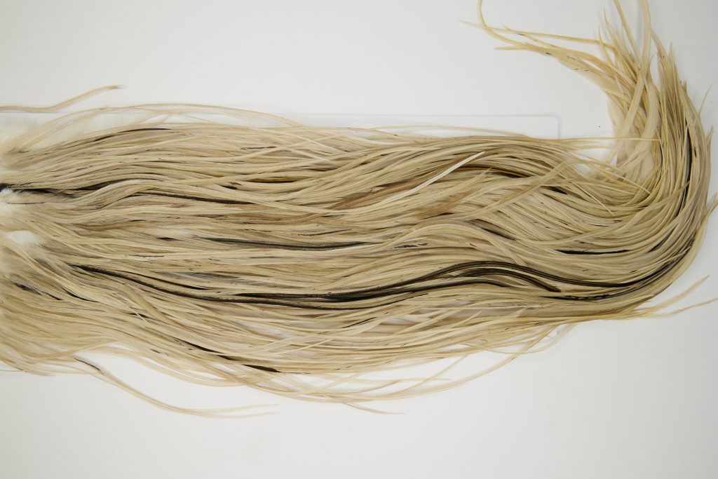 11948 Hebert Dry Fly Hackle Gold Grade Rooster Saddle Pale Watery Dun Ties Size 12-16