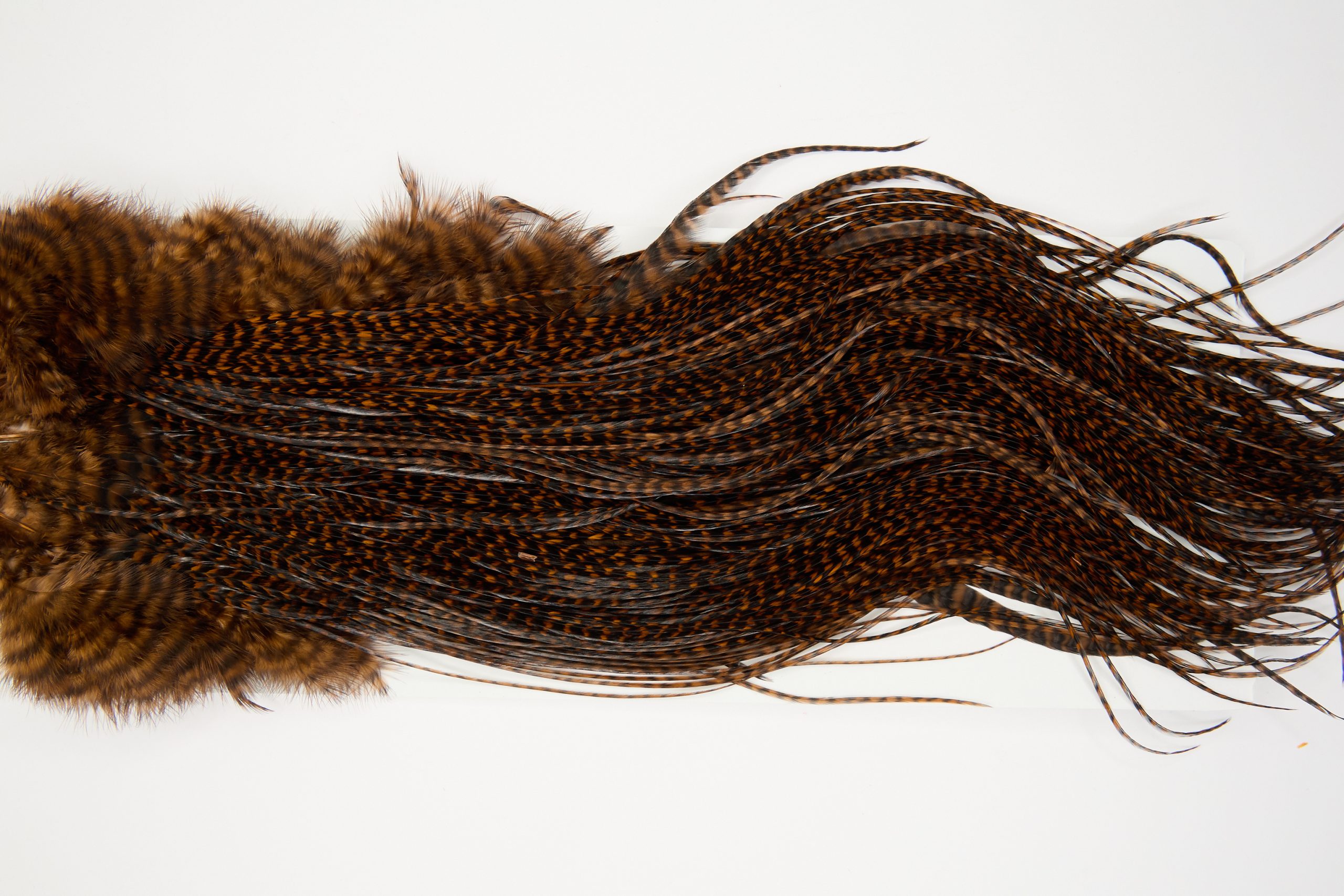 8432 Whiting Dry Fly Hackle Bronze Grade Rooster Saddle Grizzly Brown Ties Size 12-16
