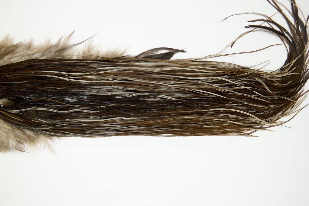 11963 Hebert Dry Fly Hackle Gold Grade Rooster Saddle Dark Brown Dun Ties Size 14-16