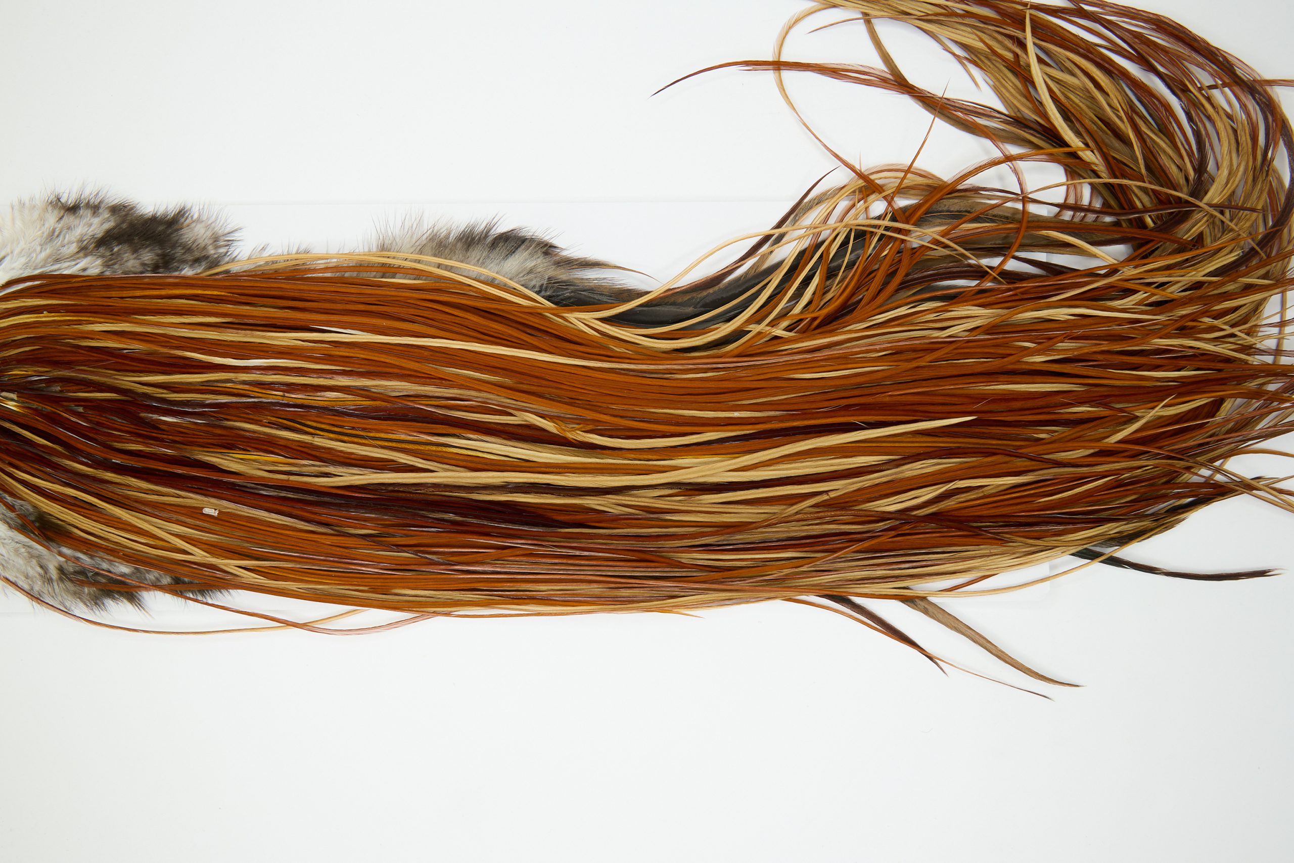 11966 Hebert Dry Fly Hackle Gold Grade Rooster Saddle Medium Brown Ties Size 12-16