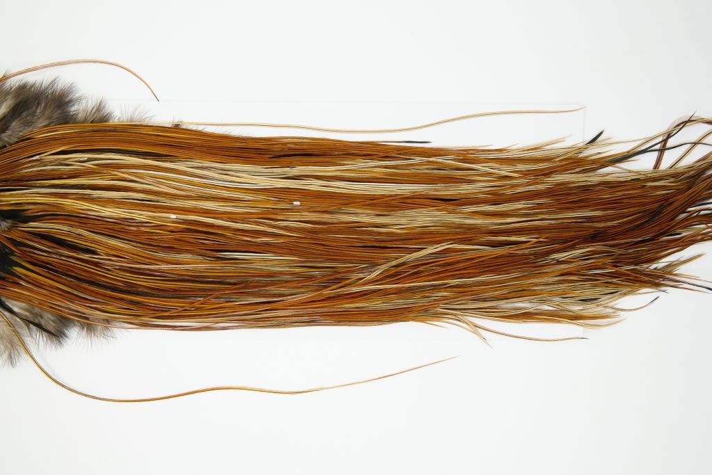 11970 Hebert Dry Fly Hackle Gold Grade Rooster Saddle Light Brown Ties Size 14-16