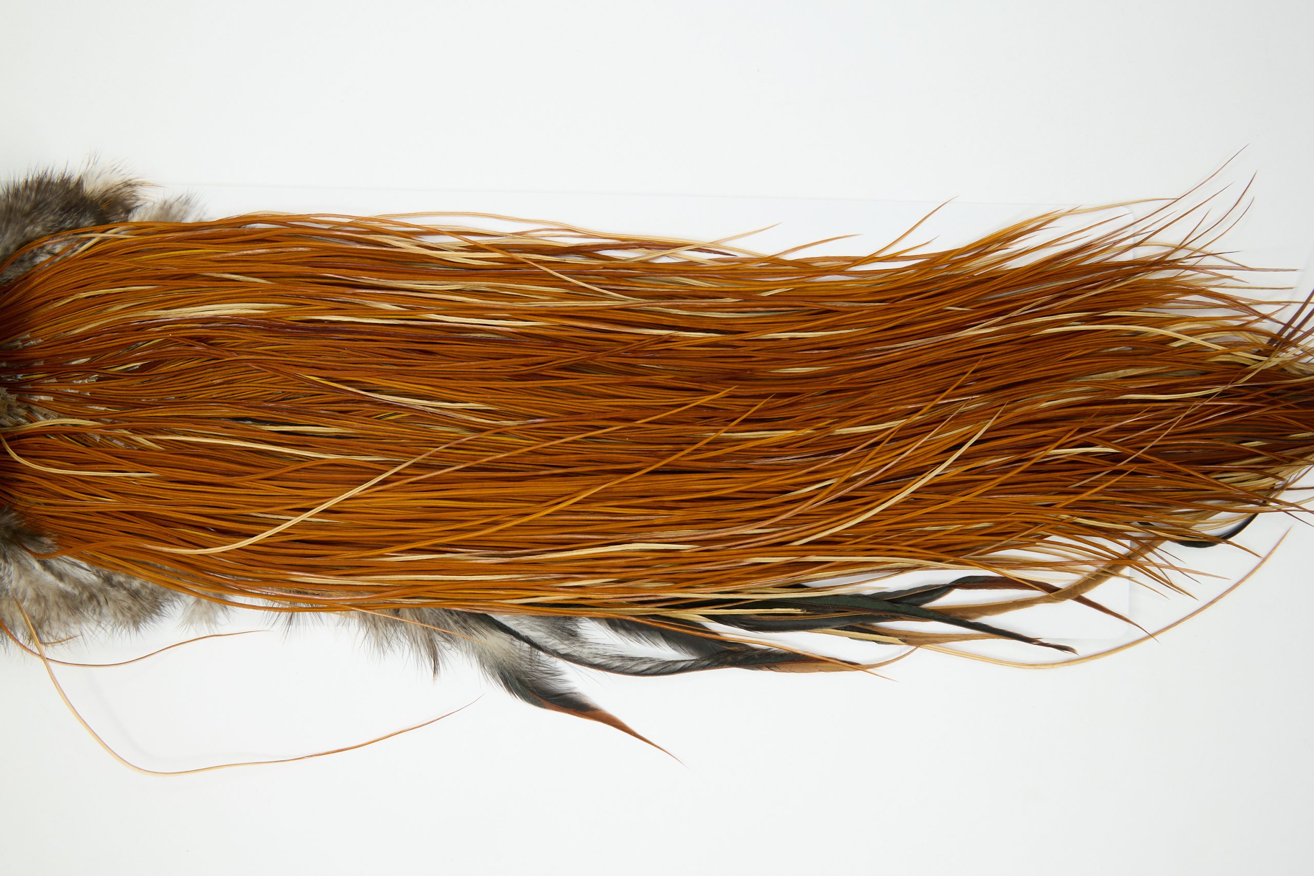 11977 Hebert Dry Fly Hackle Silver Grade Rooster Saddle Light Brown Ties Size 16-20