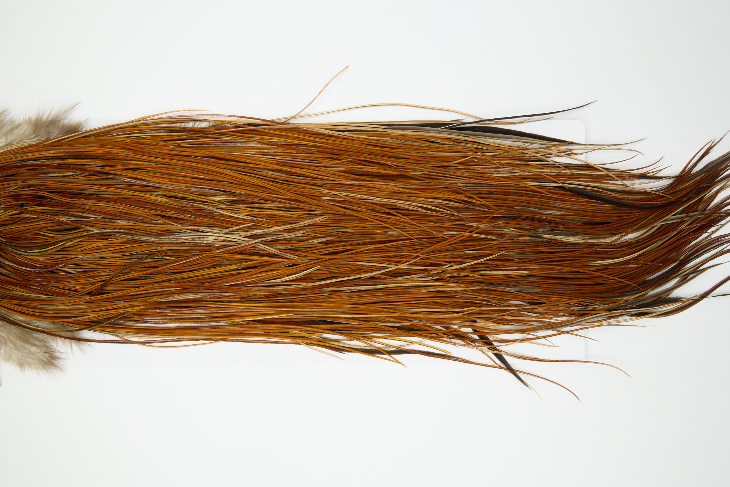 11978 Hebert Dry Fly Hackle Silver Grade Rooster Saddle Light Brown Ties Size 14-16