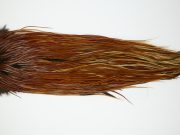 11981 Hebert Dry Fly Hackle Silver Grade Rooster Saddle Medium Brown Ties Size 14-16
