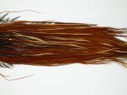 11983 Hebert Dry Fly Hackle Silver Grade Rooster Saddle Medium Brown Ties Size 14-18
