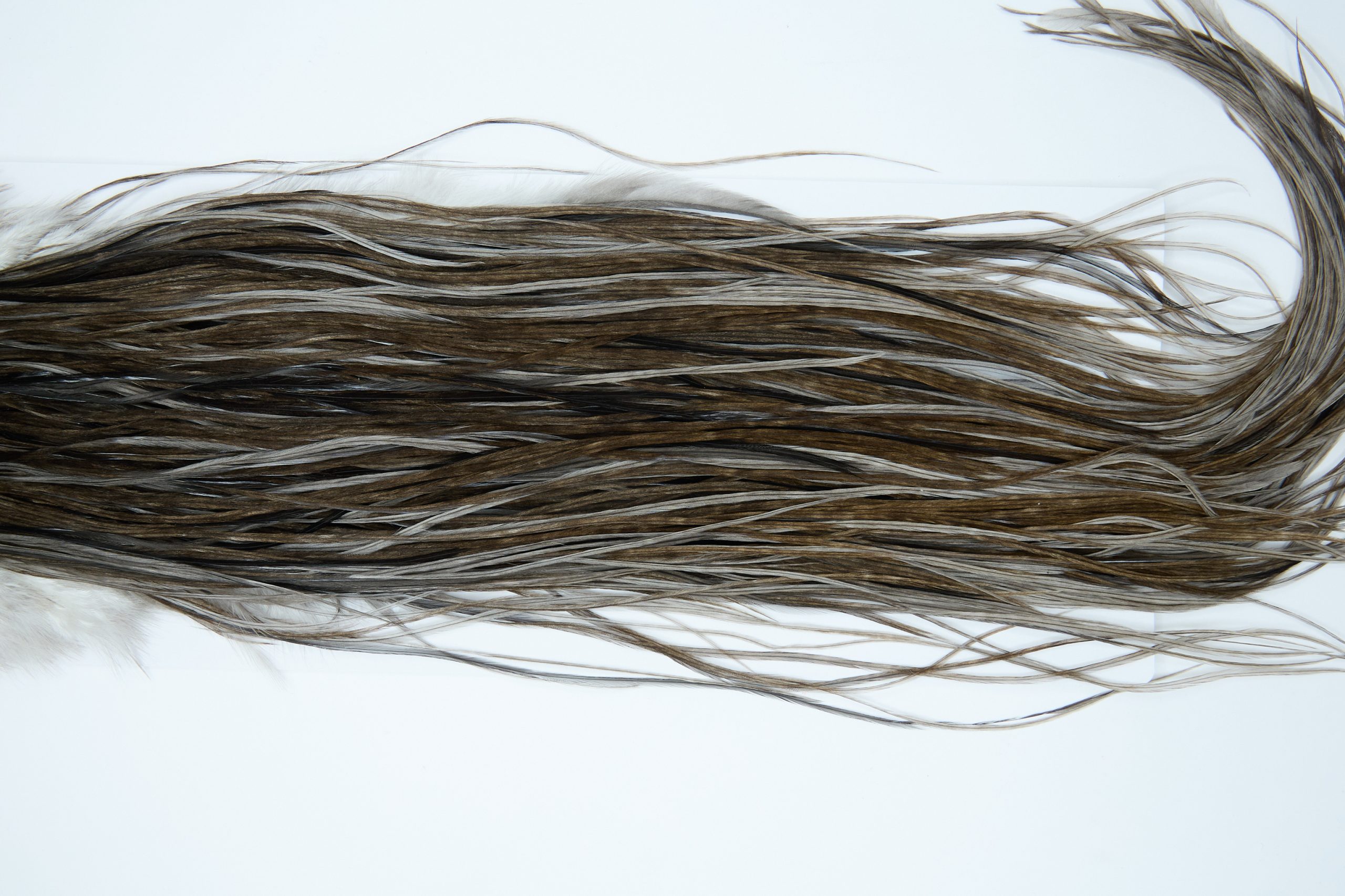 11987 Hebert Dry Fly Hackle Silver Grade Rooster Saddle Dark Grey Dun Ties Size 14-18