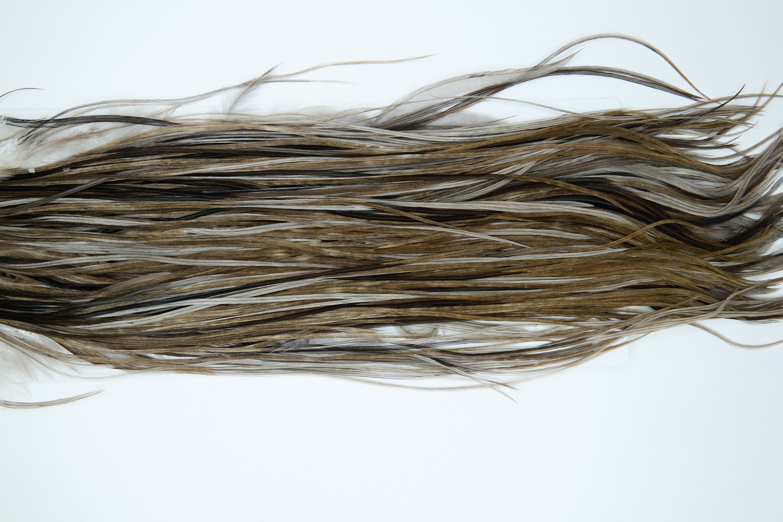 11989 Hebert Dry Fly Hackle Silver Grade Rooster Saddle Dark Grey Dun Ties Size 12-16