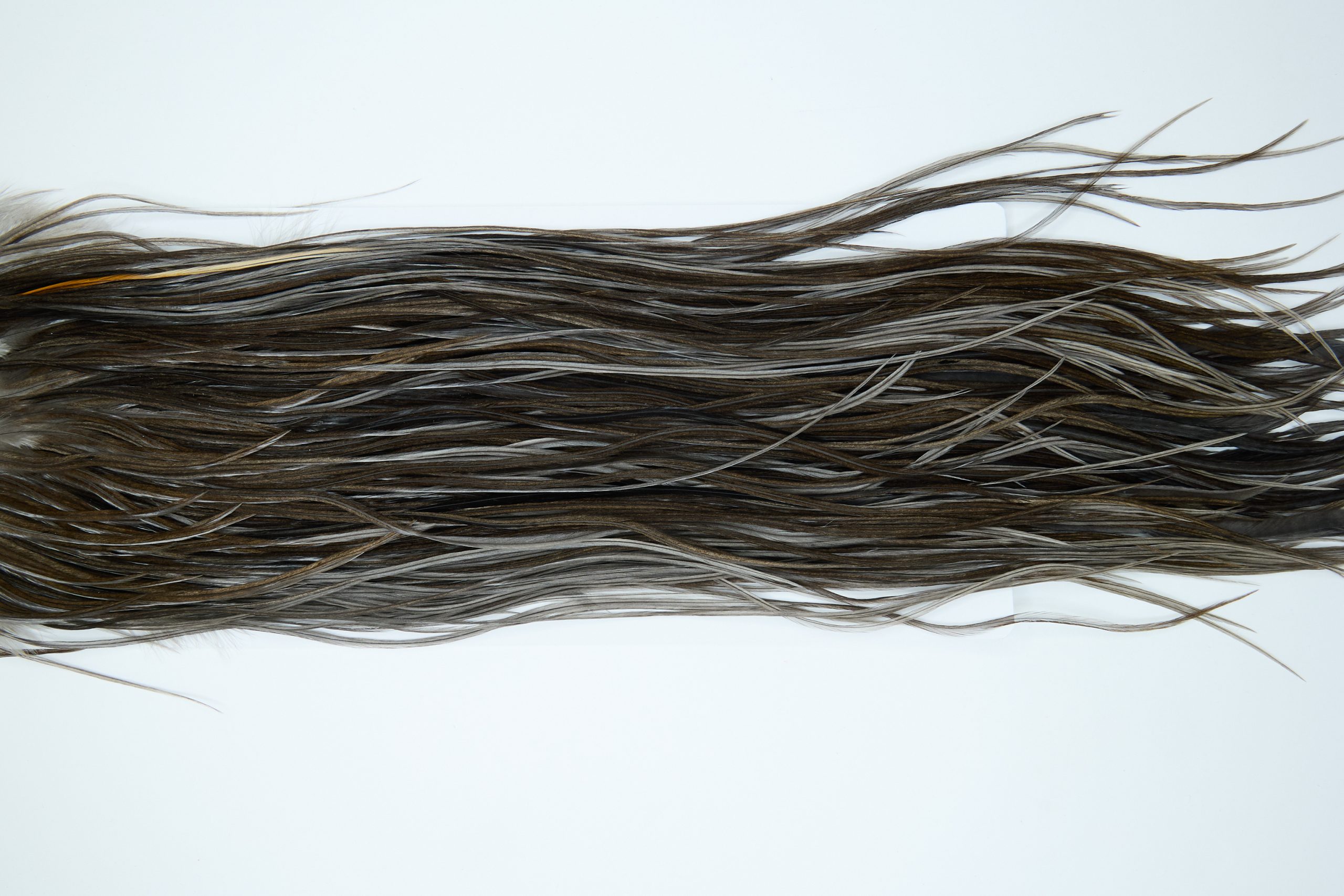 11990 Hebert Dry Fly Hackle Silver Grade Rooster Saddle Dark Grey Dun Ties Size 12-16