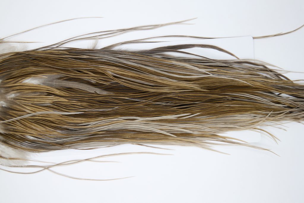 12003 Hebert Dry Fly Hackle Silver Grade Rooster Saddle Brown Grey Dun Ties Size 14-16