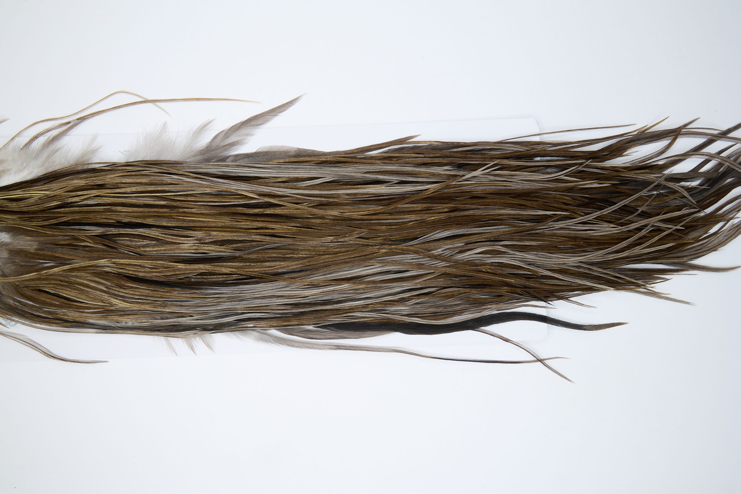 12004 Hebert Dry Fly Hackle Silver Grade Rooster Saddle Brown Grey Dun Ties Size 10-14