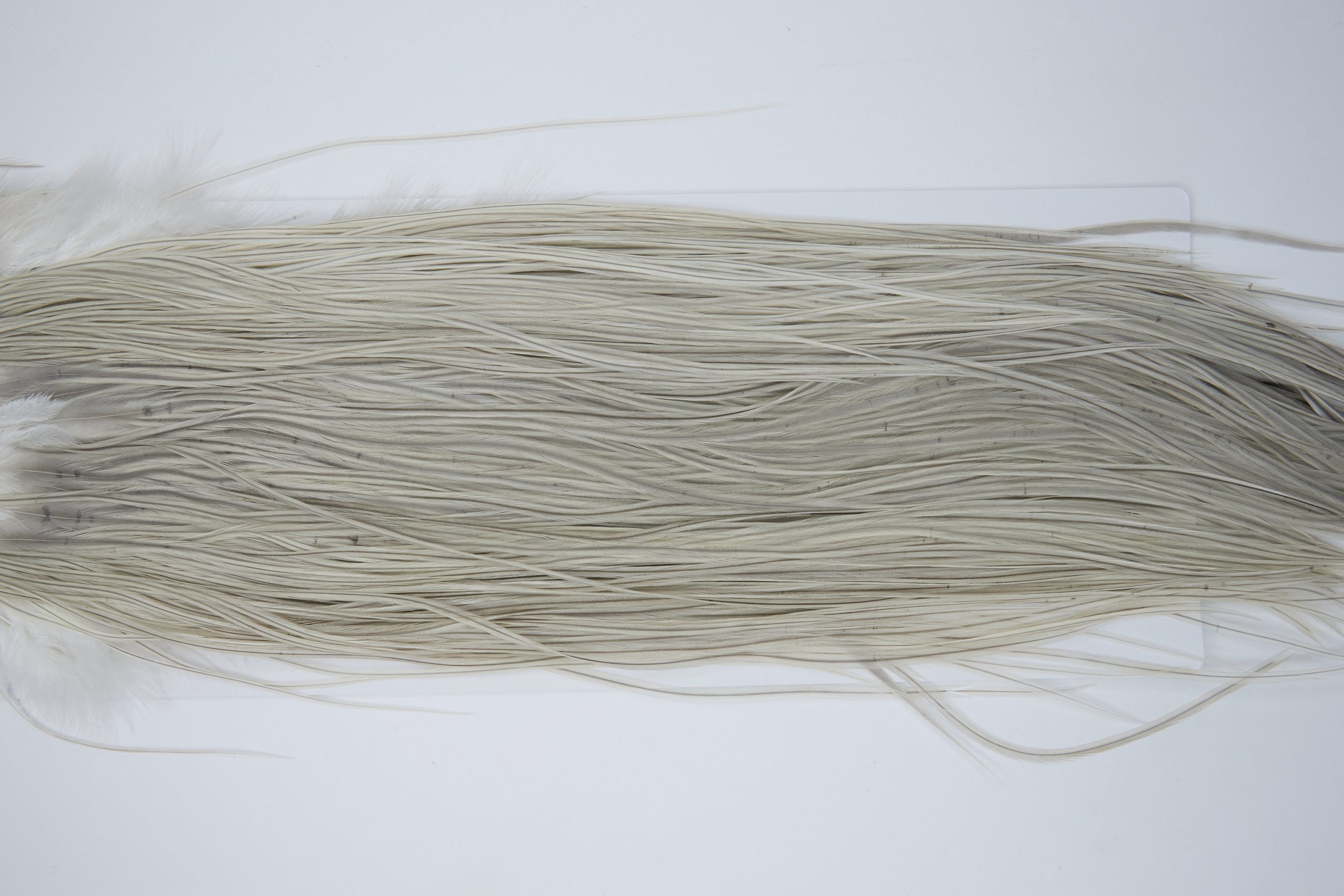 12009 Hebert Dry Fly Hackle Silver Grade Rooster Saddle Light Grey Dun Ties Size 12-14