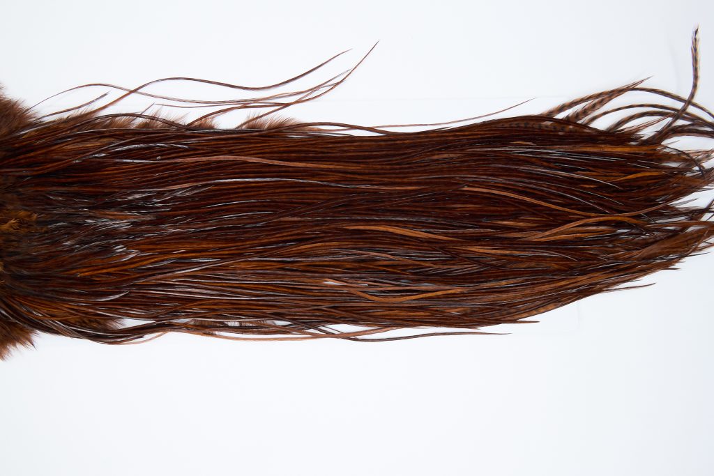 12013 Hebert Dry Fly Hackle Silver Grade Rooster Saddle Coachman Brown Ties Size 10-16