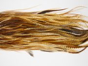 12037 Hebert Dry Fly Hackle Silver Grade Rooster Saddle Barred Dark Ginger Ties Size 14-16