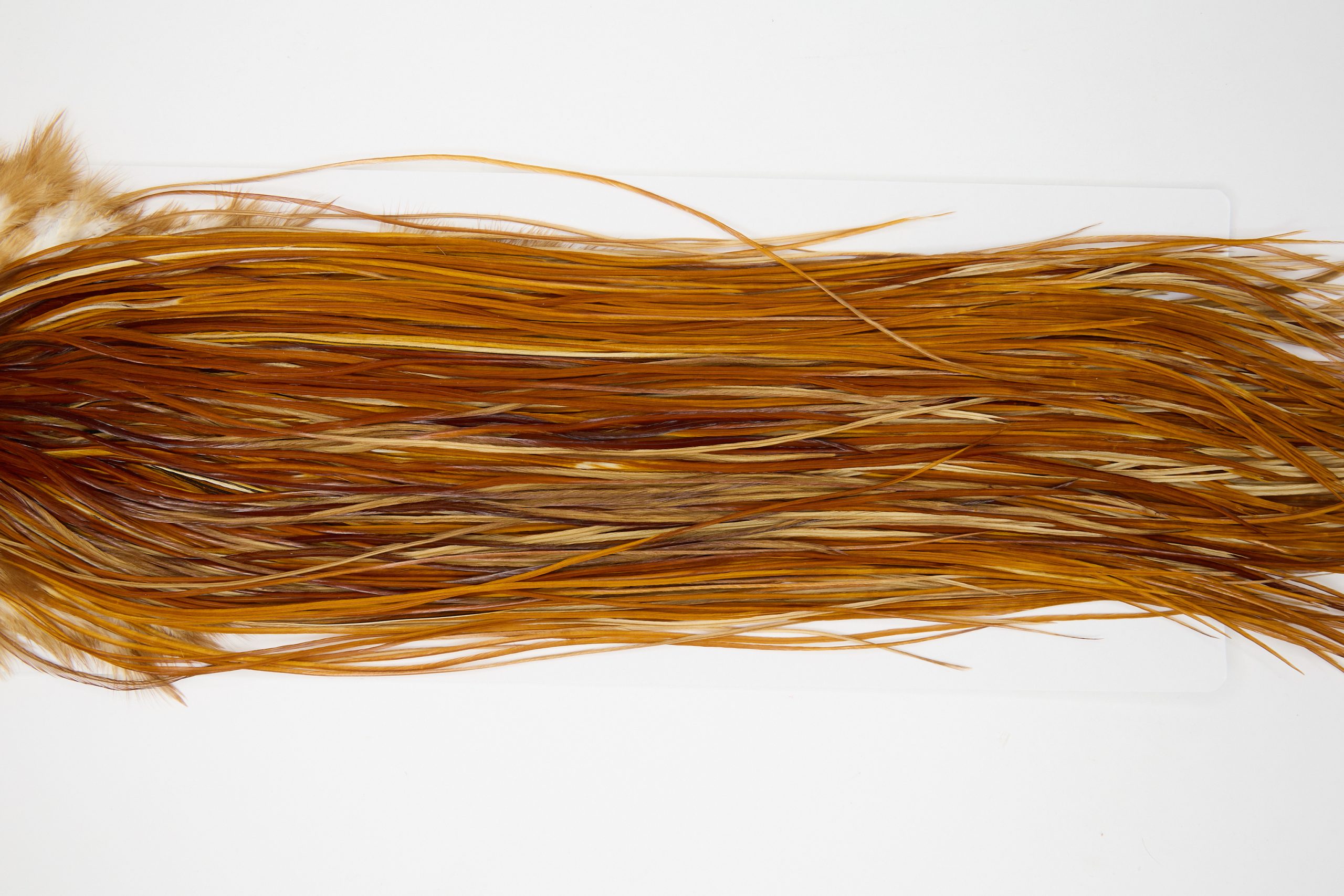 12039 Hebert Dry Fly Hackle Silver Grade Rooster Saddle Medium Ginger Ties Size 14-18