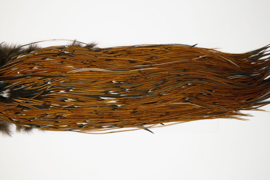 12041 Hebert Dry Fly Hackle Silver Grade Rooster Saddle Furnace Ties Size 14-16