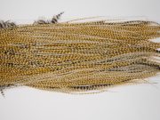 12050 Hebert Dry Fly Hackle Bronze Grade Rooster Saddle Medium Barred Ginger Ties Size 10-16