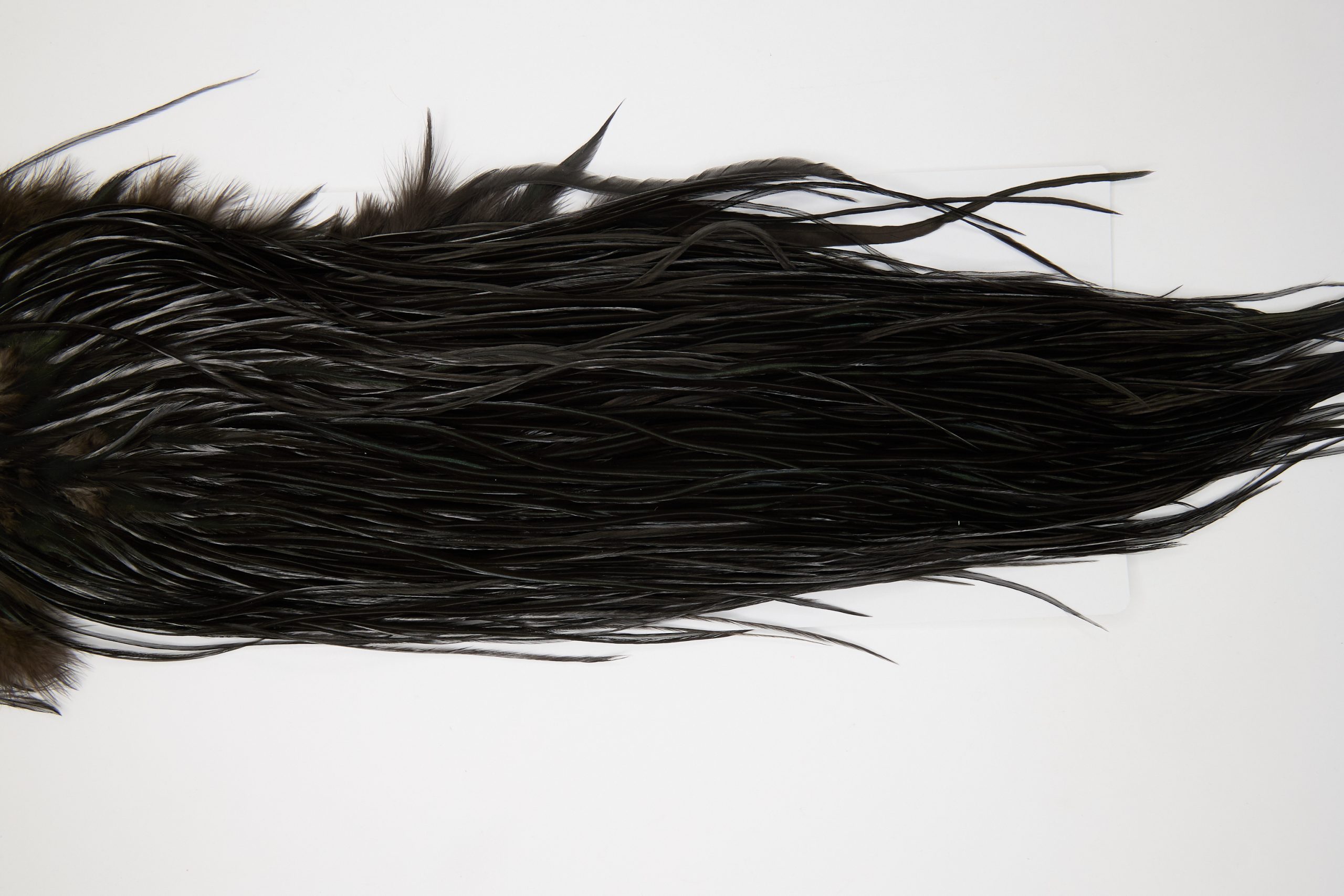 12051 Hebert Dry Fly Hackle Bronze Grade Rooster Saddle Black Ties Size 12-16