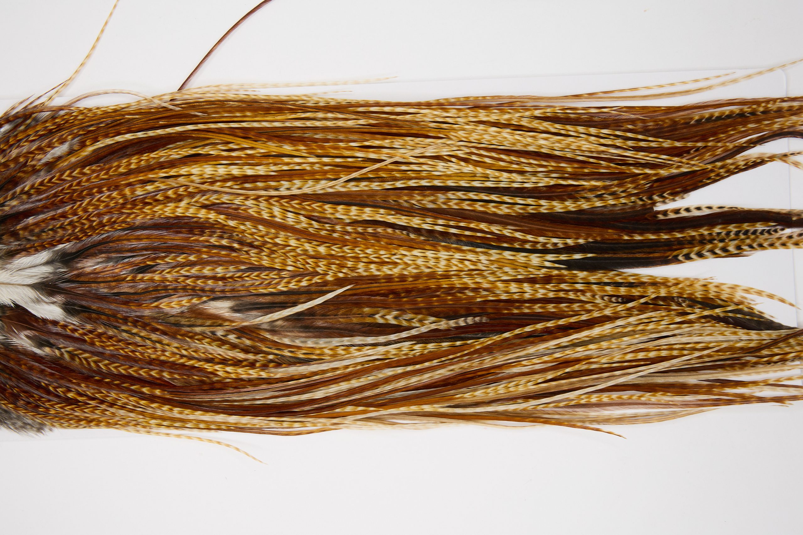 12068 Hebert Dry Fly Hackle Pro Grade Rooster Saddle Barred Dark Ginger Ties Size 14-18
