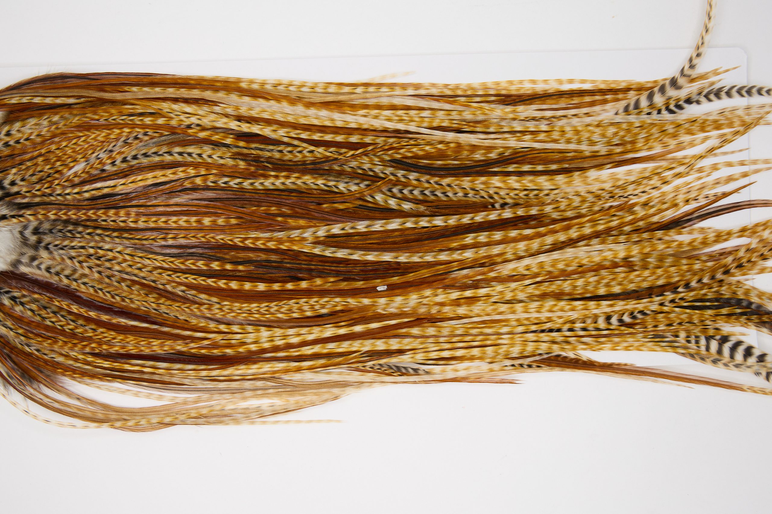 12070 Hebert Dry Fly Hackle Pro Grade Rooster Saddle Barred Dark Ginger Ties Size 14-16