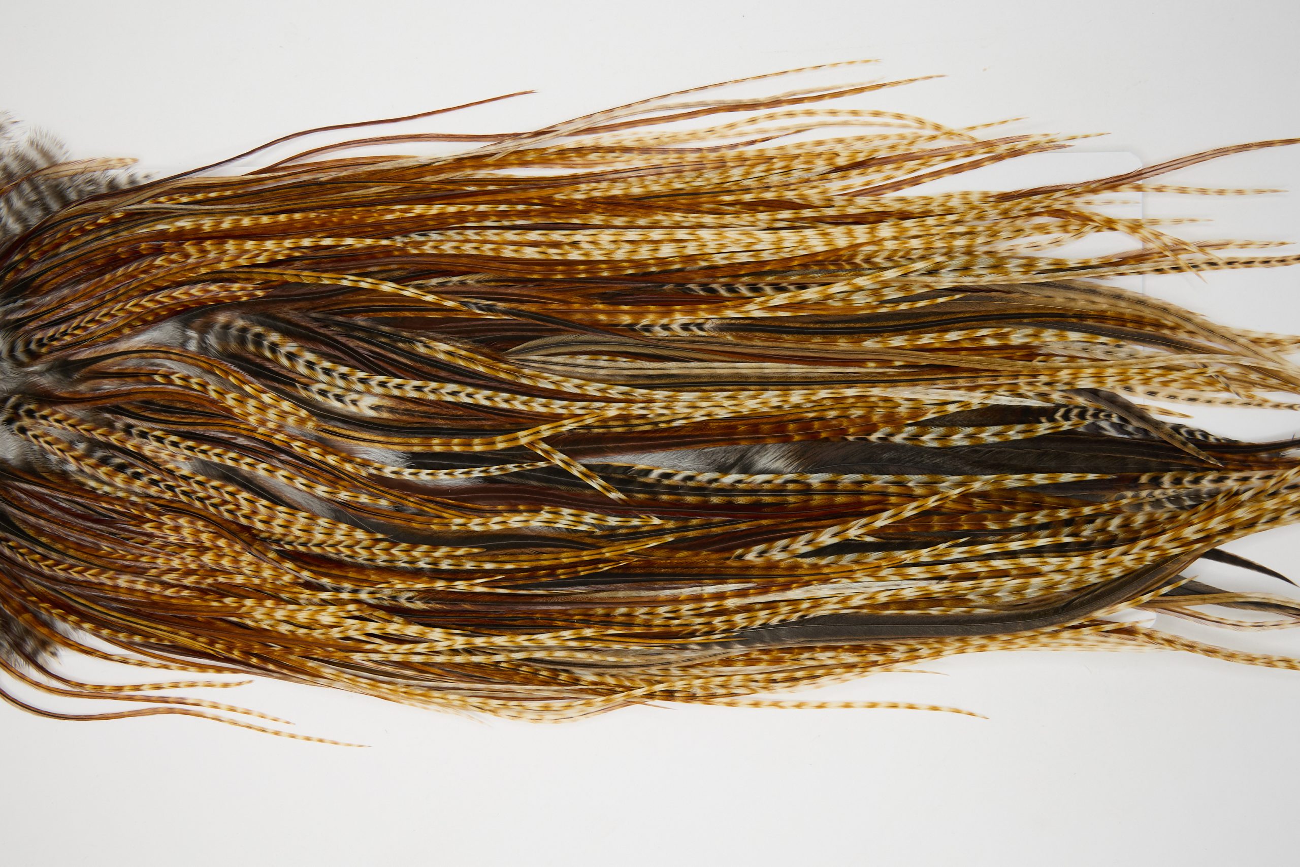 12072 Hebert Dry Fly Hackle Pro Grade Rooster Saddle Barred Dark Ginger Ties Size 14-18