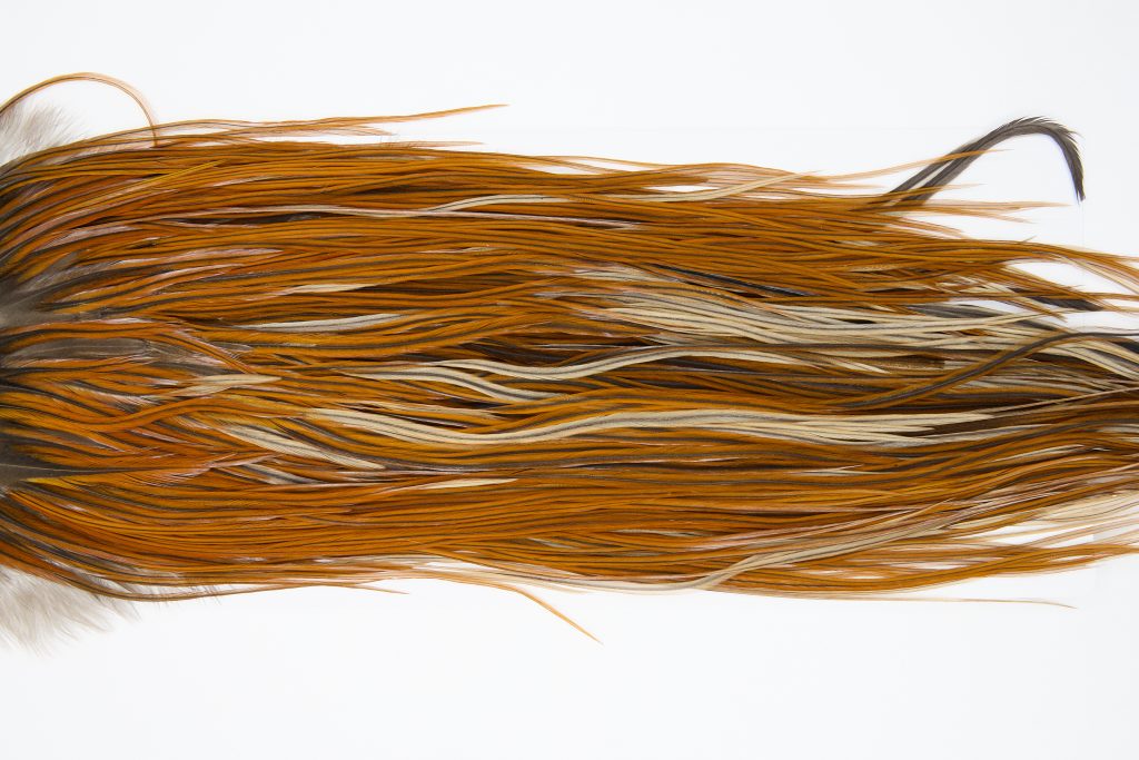 12145 Hebert Dry Fly Hackle Pro Grade Rooster Saddle Light Brown Ties Size 12-16