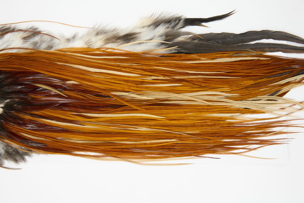 12148 Hebert Dry Fly Hackle Pro Grade Rooster Saddle Light Brown Ties Size 14-16