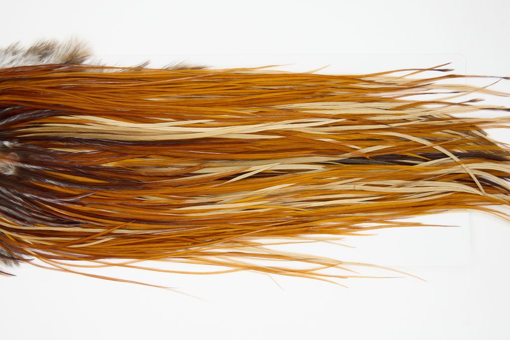 12149 Hebert Dry Fly Hackle Pro Grade Rooster Saddle Light Brown Ties Size 16-18