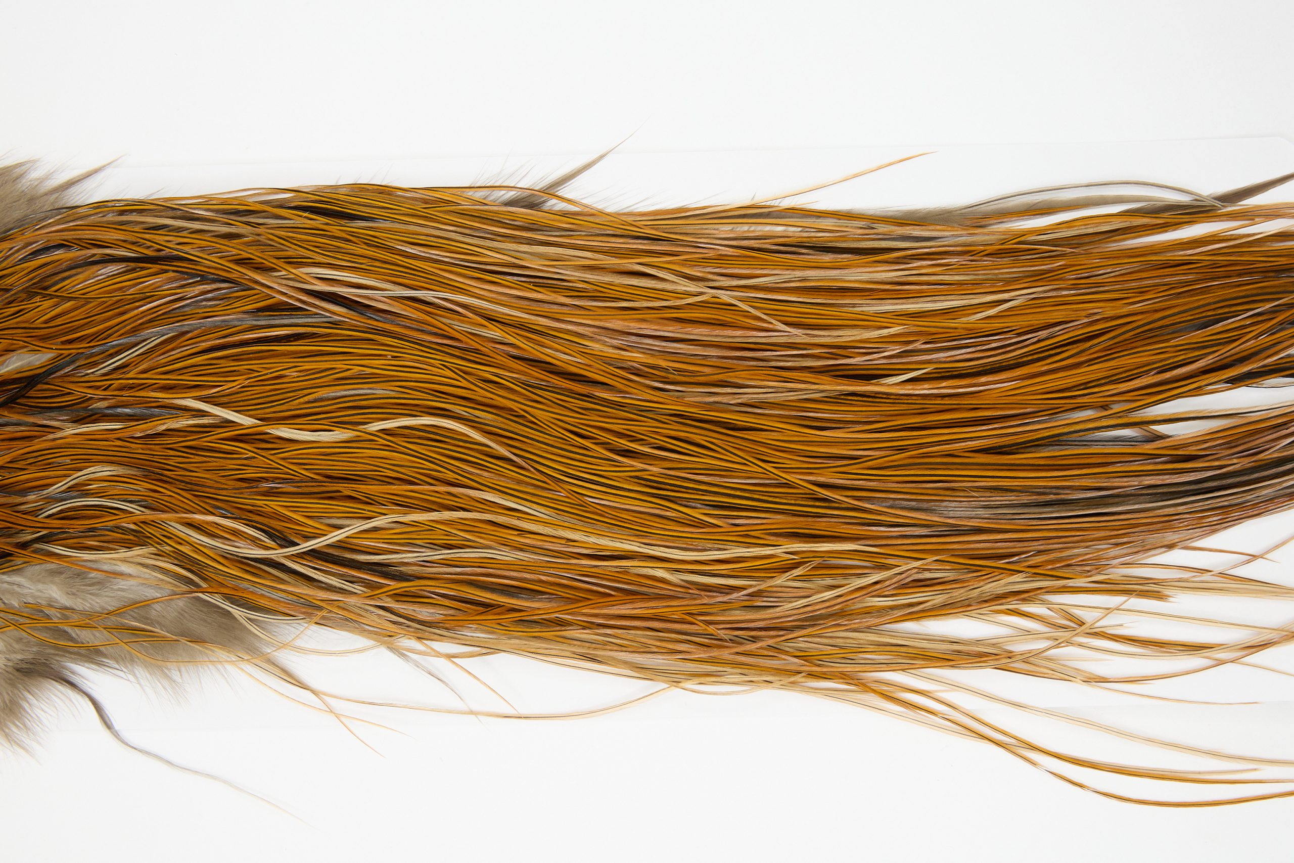 12153 Hebert Dry Fly Hackle Pro Grade Rooster Saddle Light Brown Ties Size 16-18