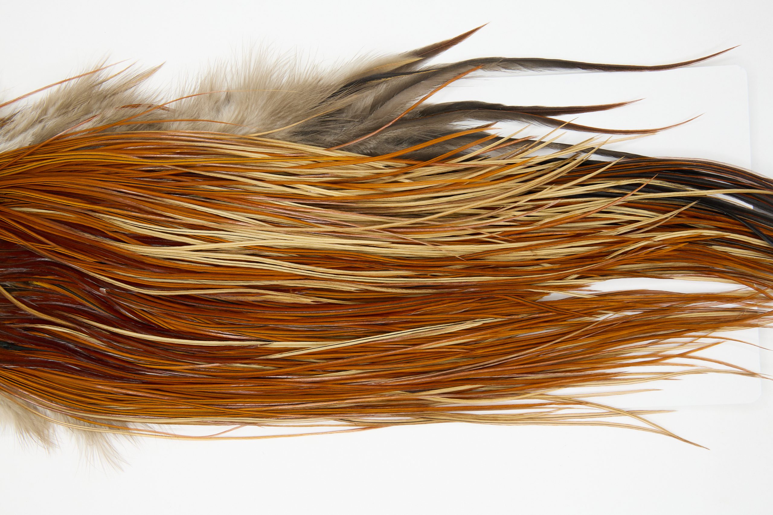 12154 Hebert Dry Fly Hackle Pro Grade Rooster Saddle Light Brown Ties Size 16-18