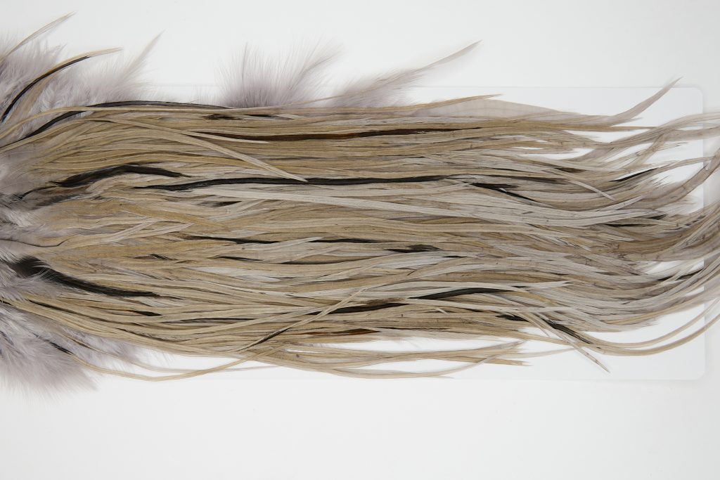 12158 Hebert Dry Fly Hackle Pro Grade Rooster Saddle Medium Grey Dun Ties Size 14-18